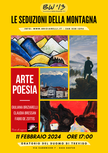 “Le seduzioni della montagna” - ARTE E POESIA - Spettacolo della compagnia “Fiori di cappero” di Claudia Bressan, Giuliana Briziarelli e Fabio De Zottis